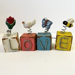 Primitive Rustic Block Word Saying Love Garden Spring Baby Wedding Nature Flower